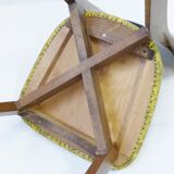 Set of 4 chairs yellow & black camouflage 1950 vintage rockabilly 50s French bistro chairs