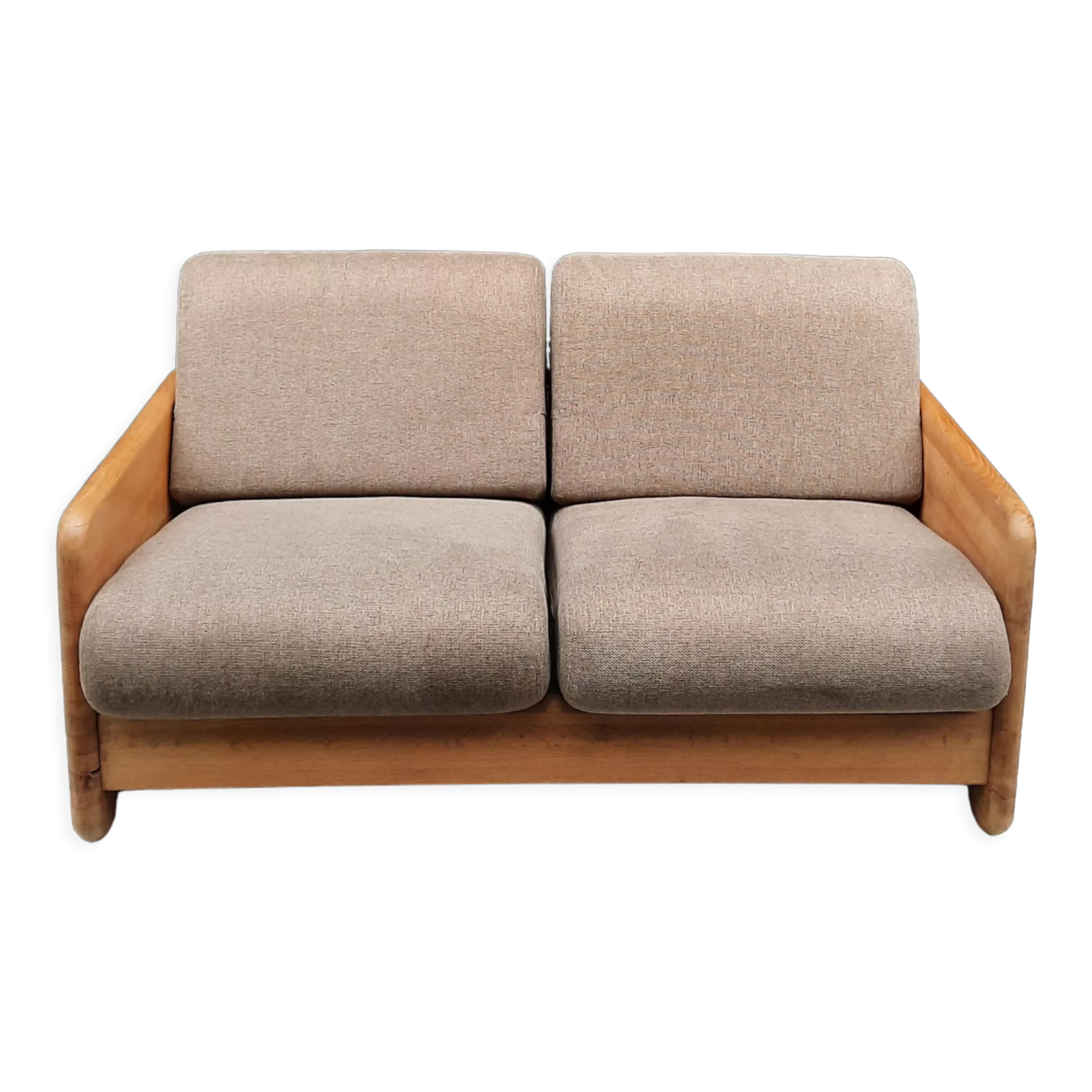 Sofa 2 places blond oak USA 1980
