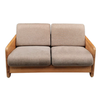 Sofa 2 places blond oak USA 1980