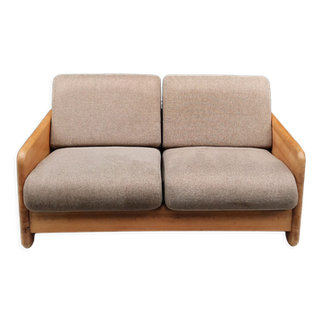 Sofa 2 places blond oak USA 1980