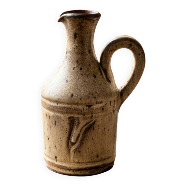 Petite carafe / pichet vintage en grès pyrité moucheté — Céramique d'a