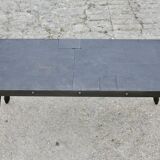 Brutalist coffee table, slate top and steel base, France, 1960s