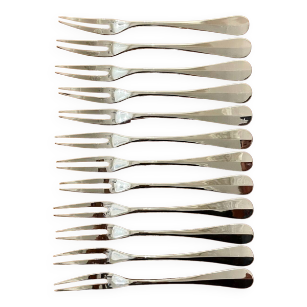 Christofle 12 fourchettes à escargot,crustacé modèle Fidelio baguette très bon état