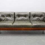 Mid-century Czechoslovak green leather sofa, 1970s