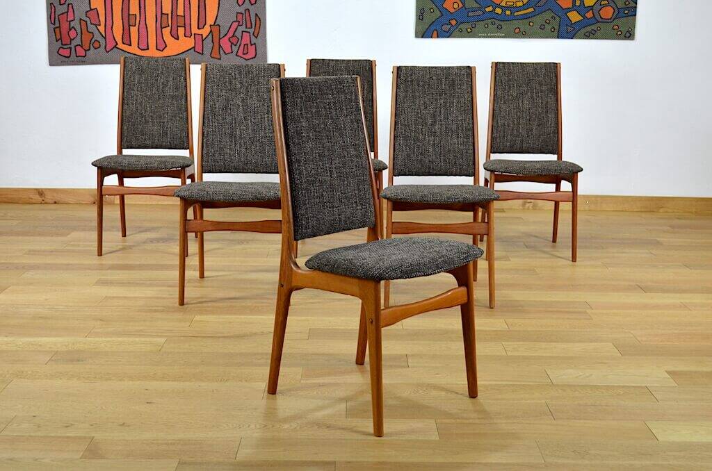Set of 6 Danish Chairs by Schionning & Elgaard for Randers 1960