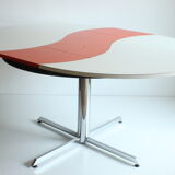 Ying-Yang round orange extendable dining table, 1970s.
