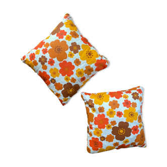 Duo of retro cotton cushions