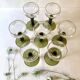 7 verres à vin d'Alsace Roemer, pieds gradins vert mousse et liseré doré