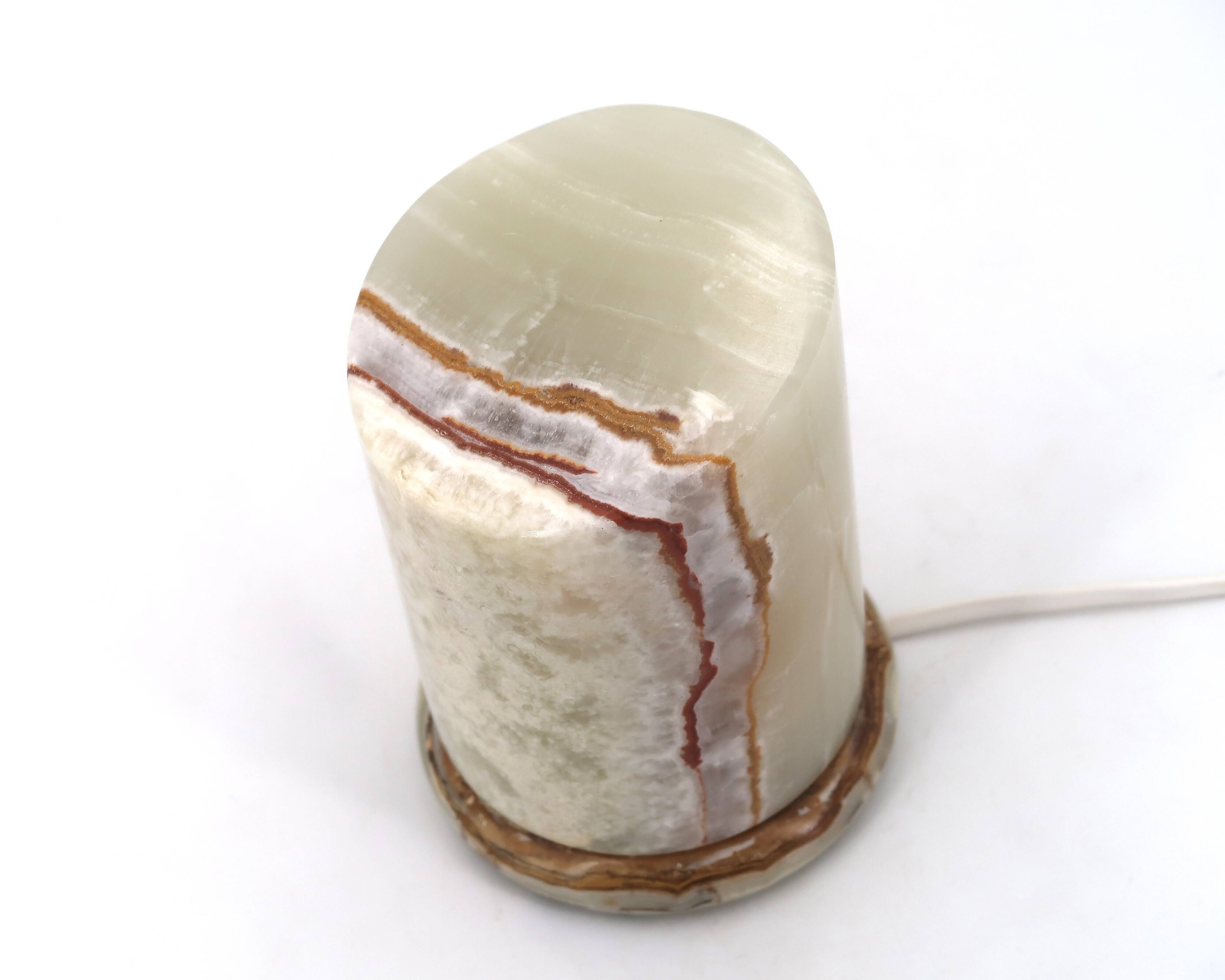 Vintage pale green natural onyx table lamp, 1970s.