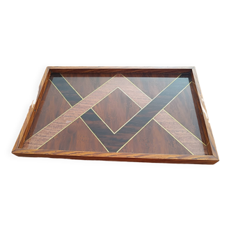 Art Deco tray. Marquetry.