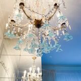 Lustre Marie-Thérèse en cristal et verre de Murano bleu
