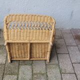 60s rattan magazine rack