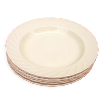 1950s Hollow plates Salins France Scalloped edge Color: Ivory