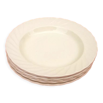 1950s Hollow plates Salins France Scalloped edge Color: Ivory