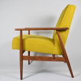 Fauteuil original "FOX", Pologne années 1970, entièrement restauré, jaune