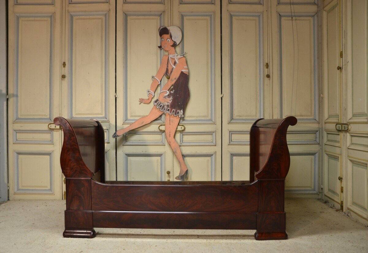 Louis Philippe period mahogany sleigh bed