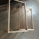 2 tables gigognes laiton style bambou verre fumé 1960 1970