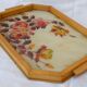 Large wooden tray and handmade glass paste decoration