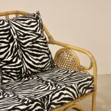 Vintage rattan sofa 2 places year 60