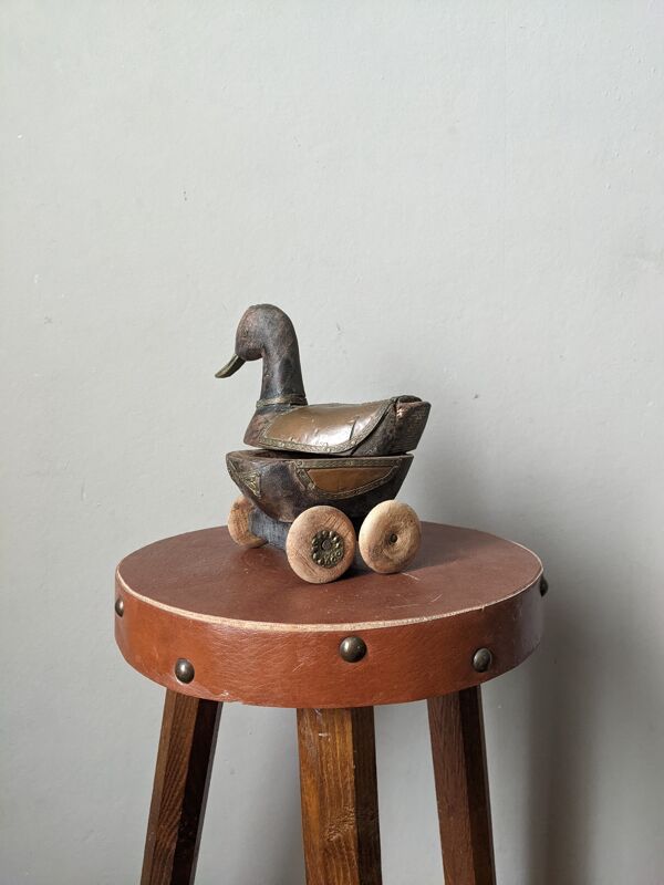Jouet de collection vintage canard en bois