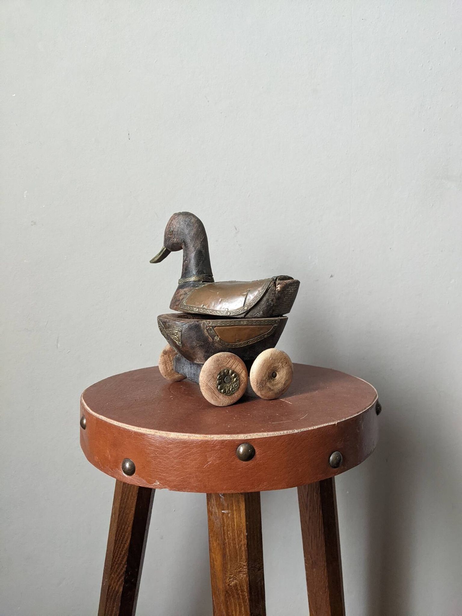 Jouet de collection vintage canard en bois