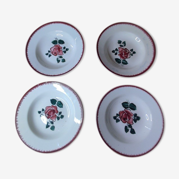 Assiettes ccreuses Sarreguemines Bagatelle rouge Lot de 4 ancienne dp 112142