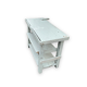 Light blue painted wooden workbench