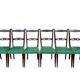 Ensemble italien de six chaises vintage noires et vertes 1960