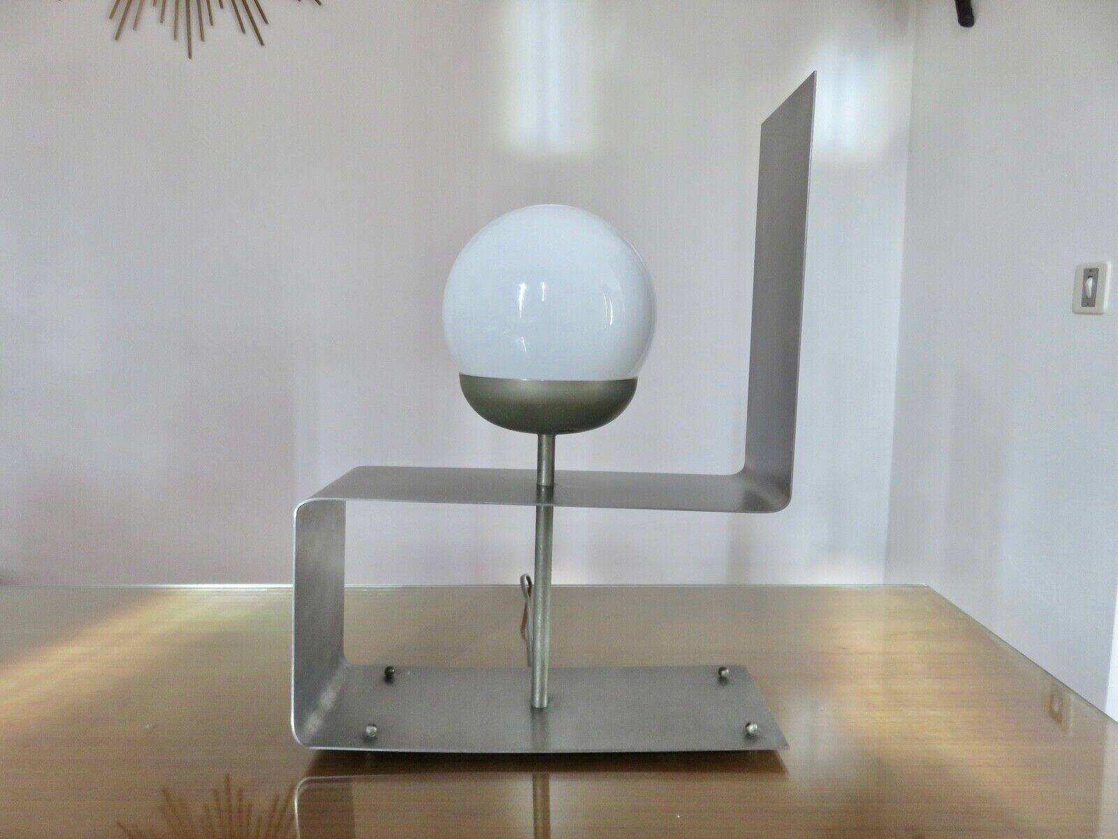 "uginox" lamp in folded, brushed and satin steel 1970