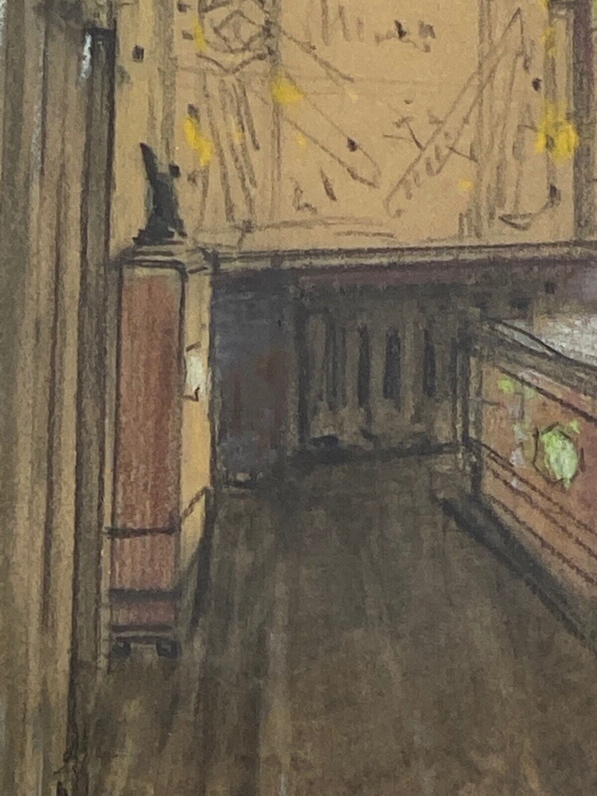 Watercolor sign andre brif or prif interior drawing library 1925