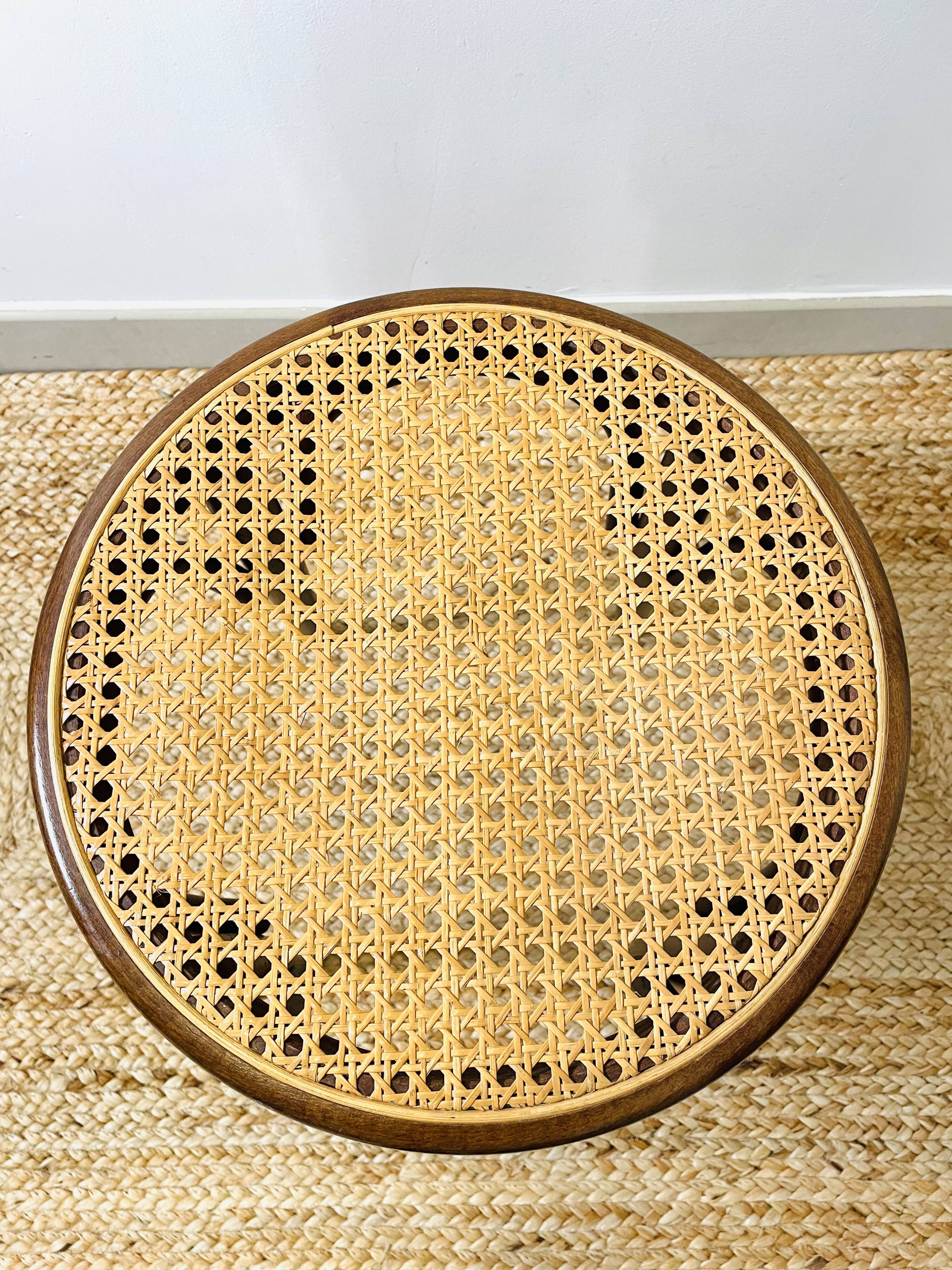 Cane stool in bent wood