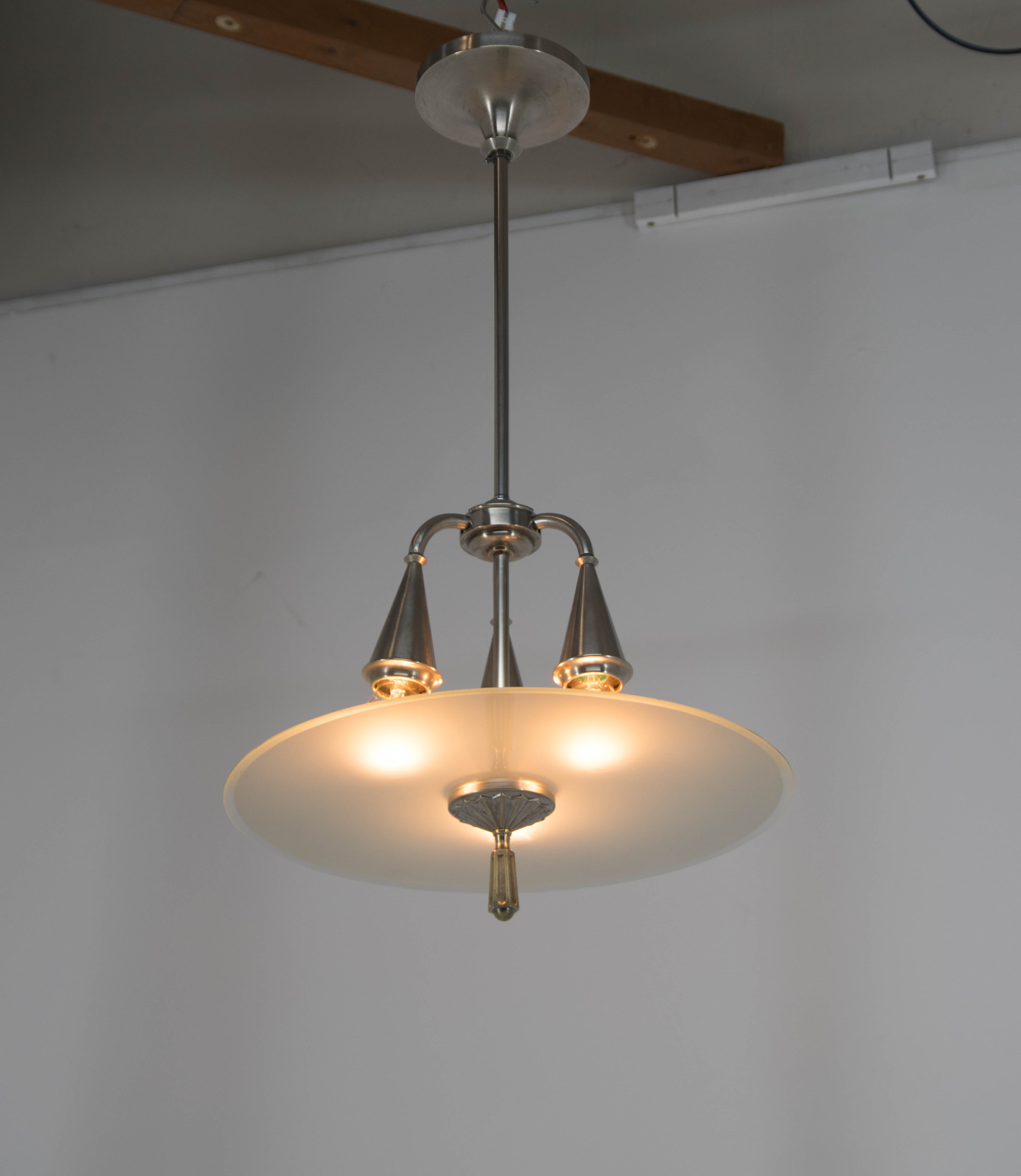 Art Deco Nickel-plated Chandelier, 1920s