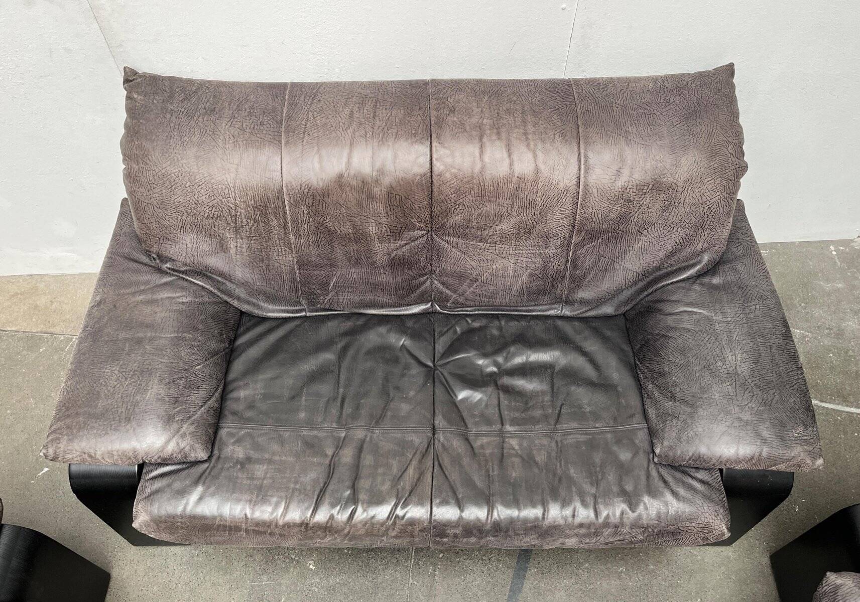 Brutalist German postmodern lounge chairs and sofa by Rolf Benz for Musterring, 1990s, set of 3.