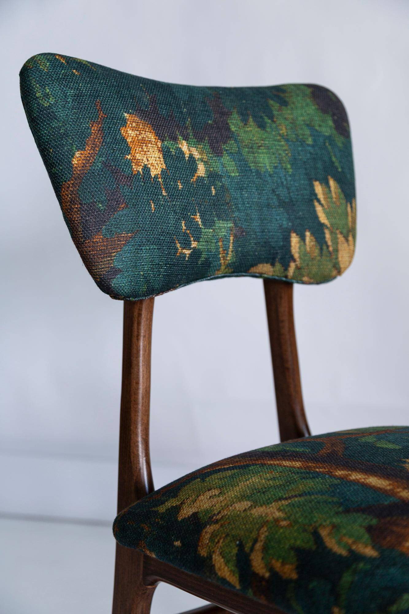 Mid-century butterfly chair, Schwarzwald linen by Dedar, dark wood, Europe, 1960s