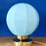 Vintage Art Deco blue opaline globe table lamp