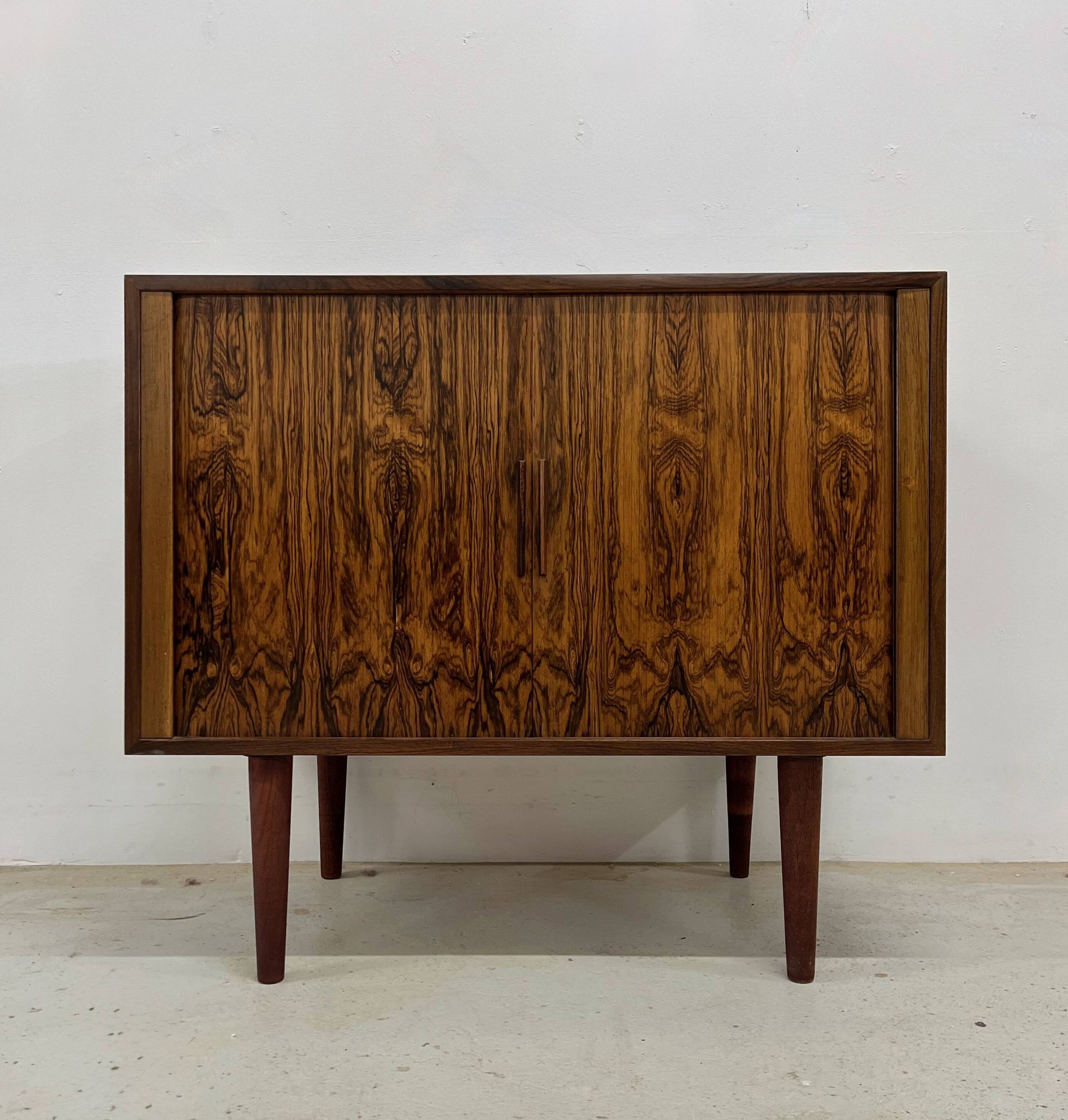 Rosewood Tambour Door Cabinet By Kai Kristiansen For Feldballes