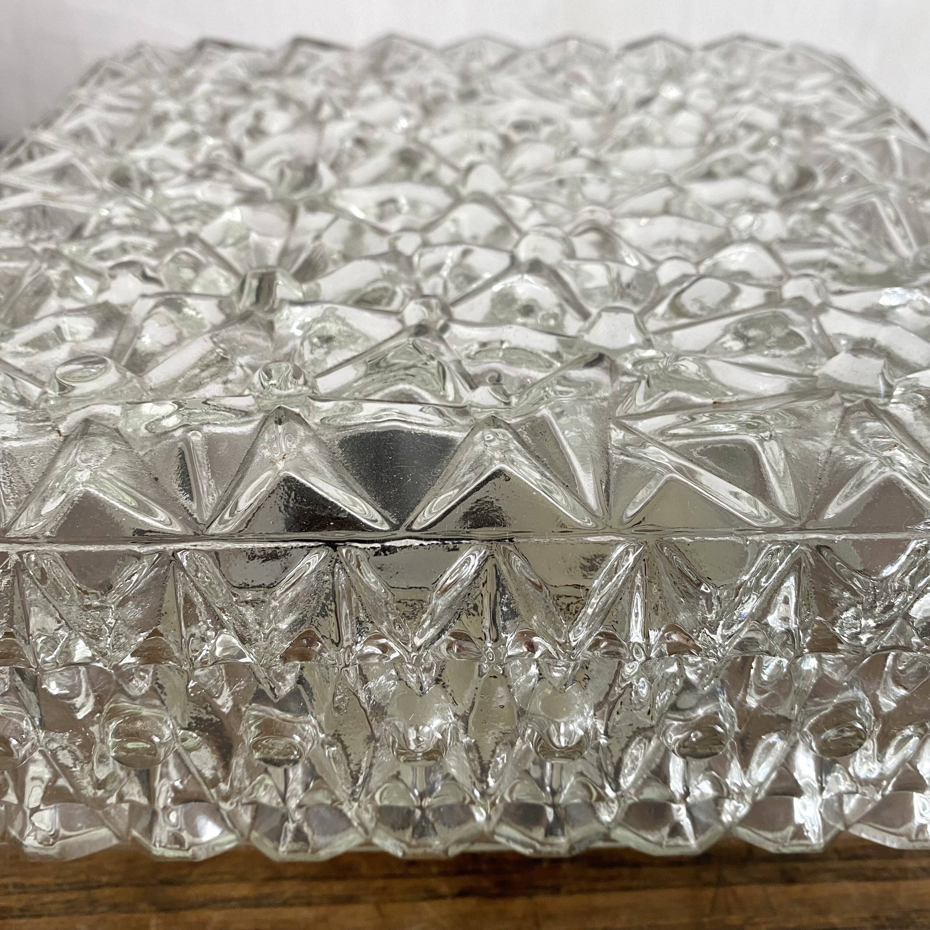 Vintage square molded glass ceiling light