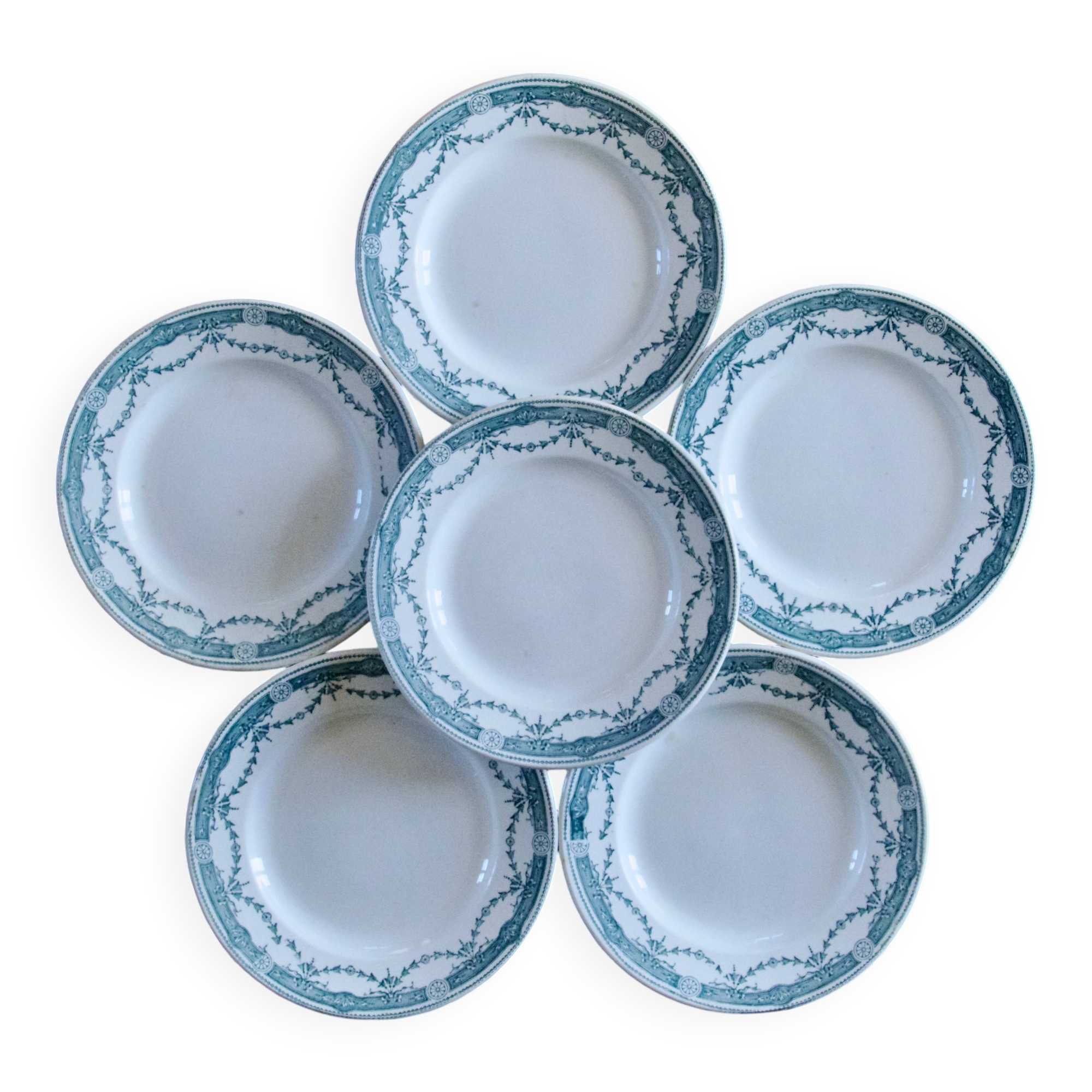 Antique ironstone plates signed Moulin des Loups "Provence"