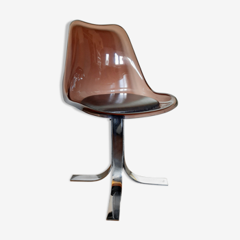 Chaise en plexiglas et métal chromé 1970