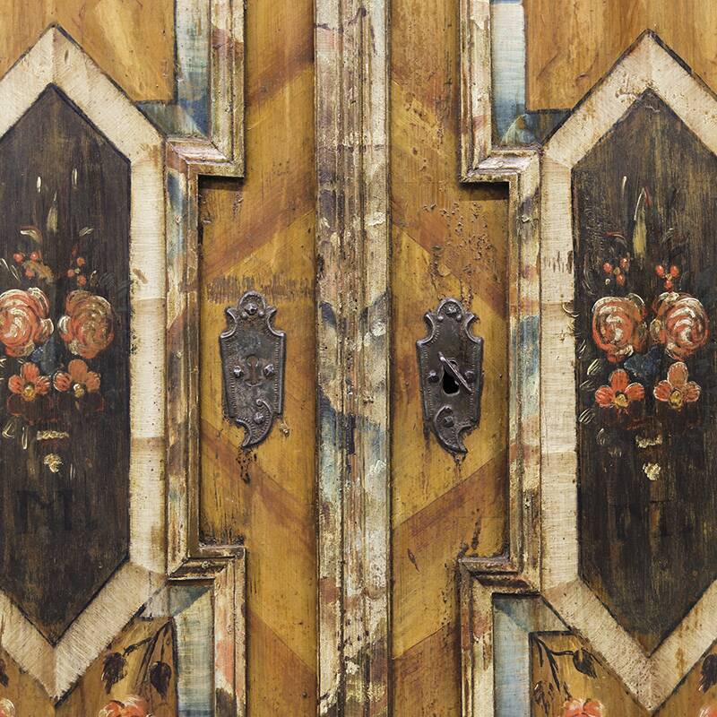 Painted Folk Art Bridal Cupboard