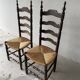 Chaise style campagnard bois massif et paille 1950