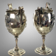 Ferdinand barbedienne 1810/ 1892 pair of silver bronze cups from the 19th to set de putti