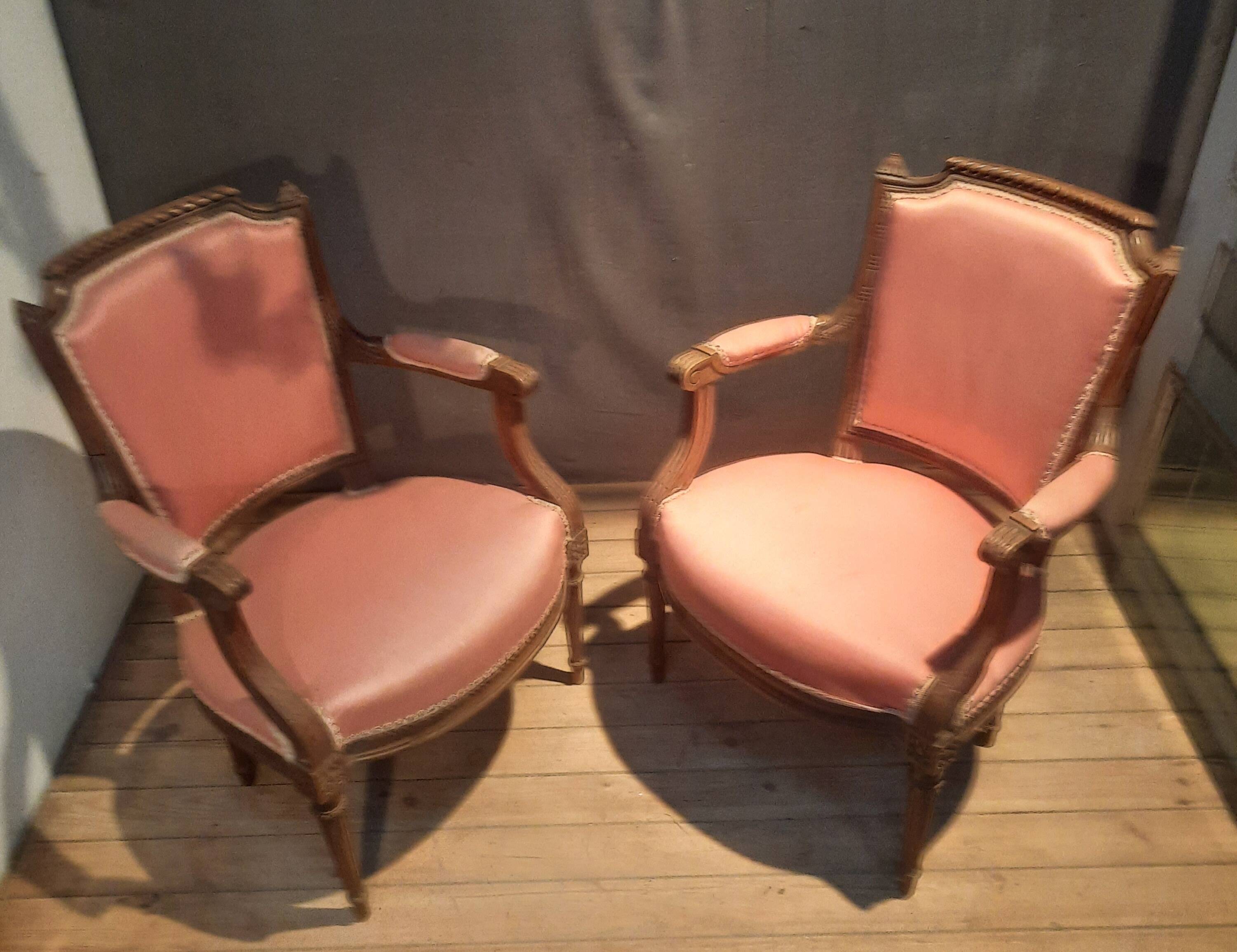 Pair of Louis XVI style armchairs