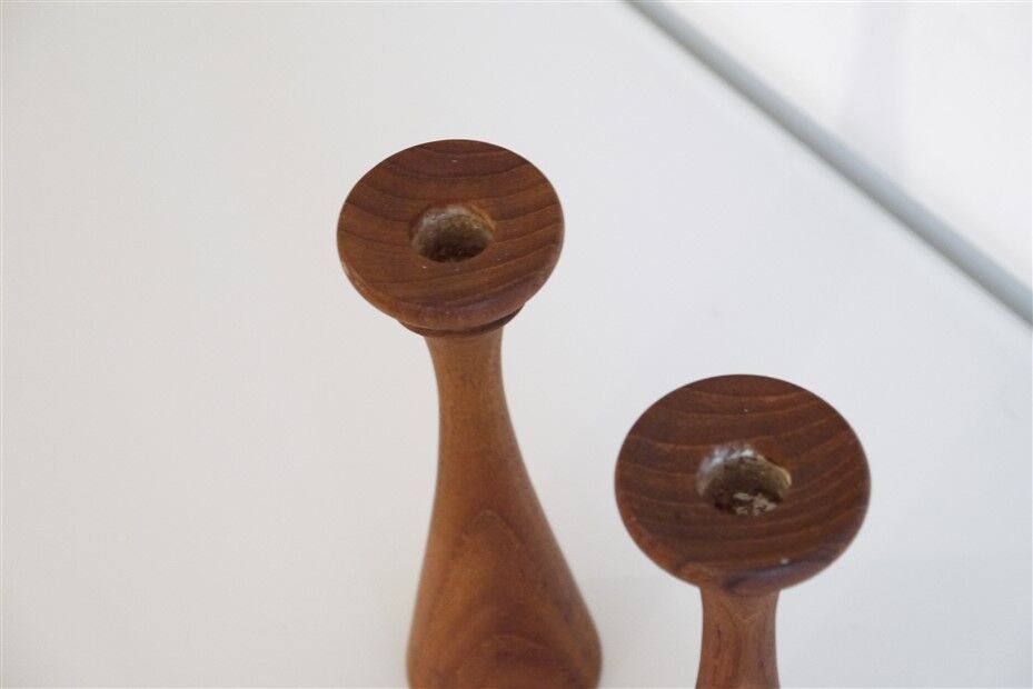 Pair of Danish teak candlesticks 1960