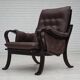 1970s, Scandinavian vintage design, armchair, brown leather, bent wood.