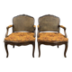 Pair of Louis XV Carved Wood Fluted Armchairs, Late 19th Century