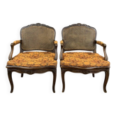 Paire De Fauteuils Cannelés En Bois Sculpté Louis XV, Fin XIXe Siècle