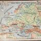 Old school map Vidal-Lablache Mézières 12, T33, 1910 Europe relief
