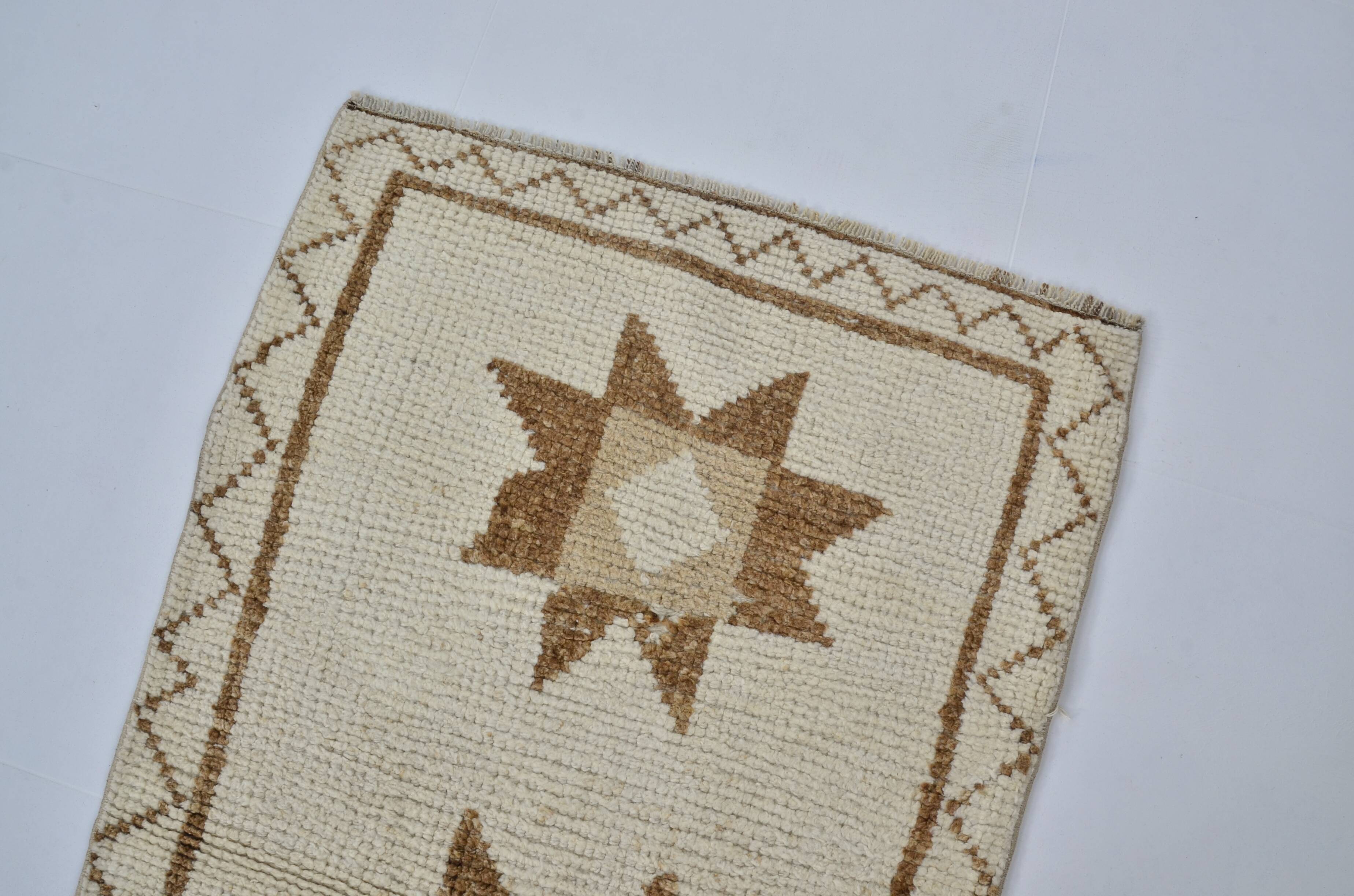 White And Brown Floral Runner Carpet sku 2069