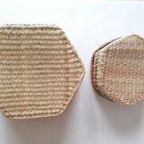 Two woven natural fiber boxes